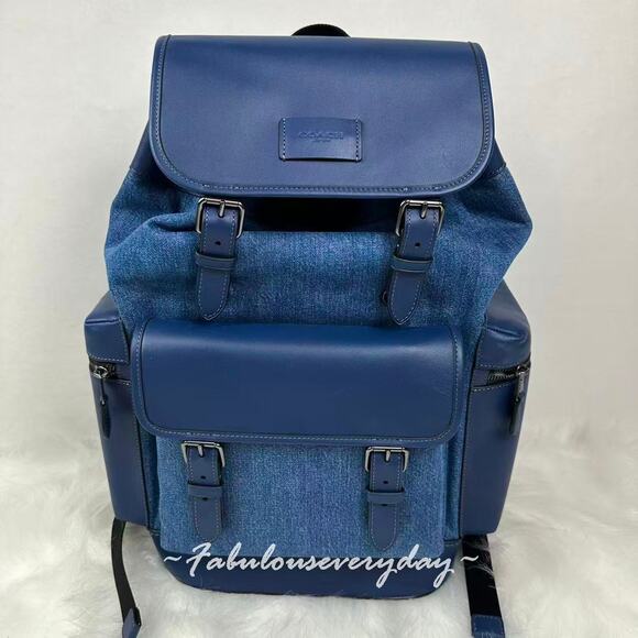 Coach Men's Sprint Backpack In Denim/Deep Blue Colorblock CBI76 - Picture 1 of 13